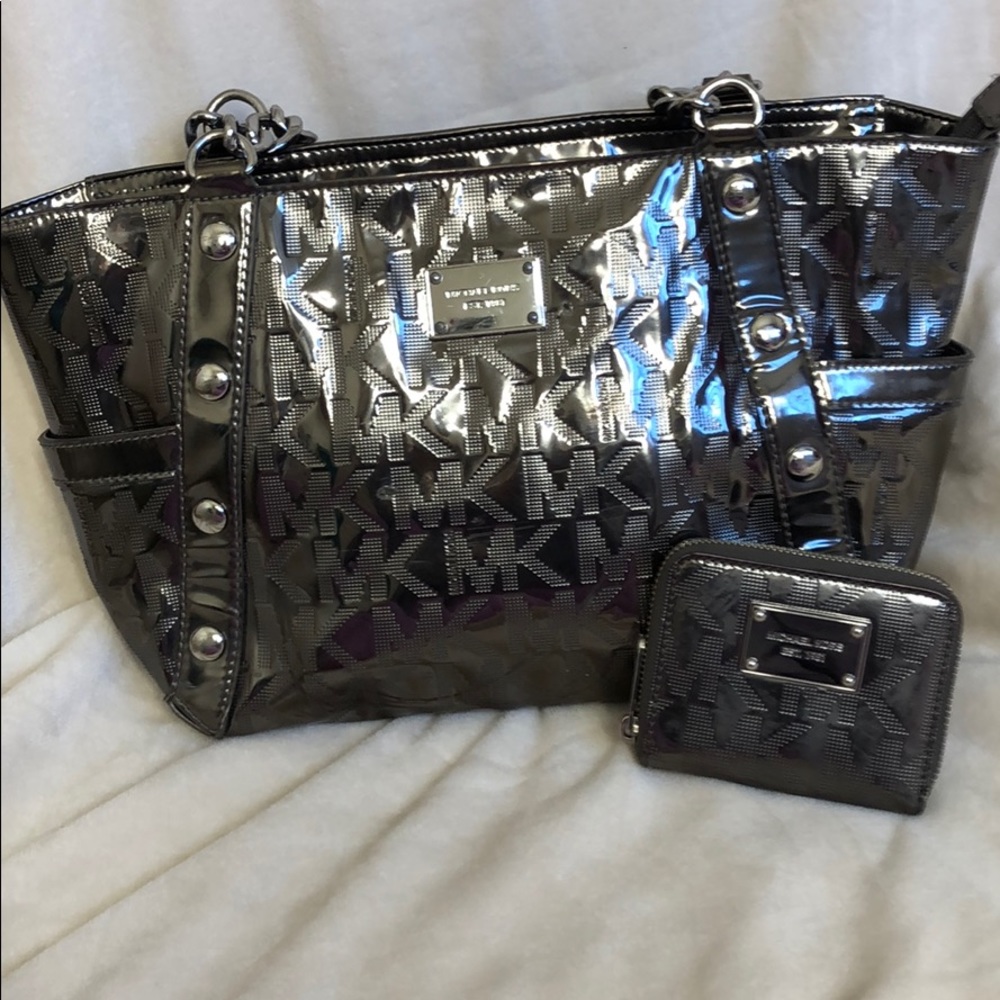 Michael Kors Mirror Metallic Handbag and wallet